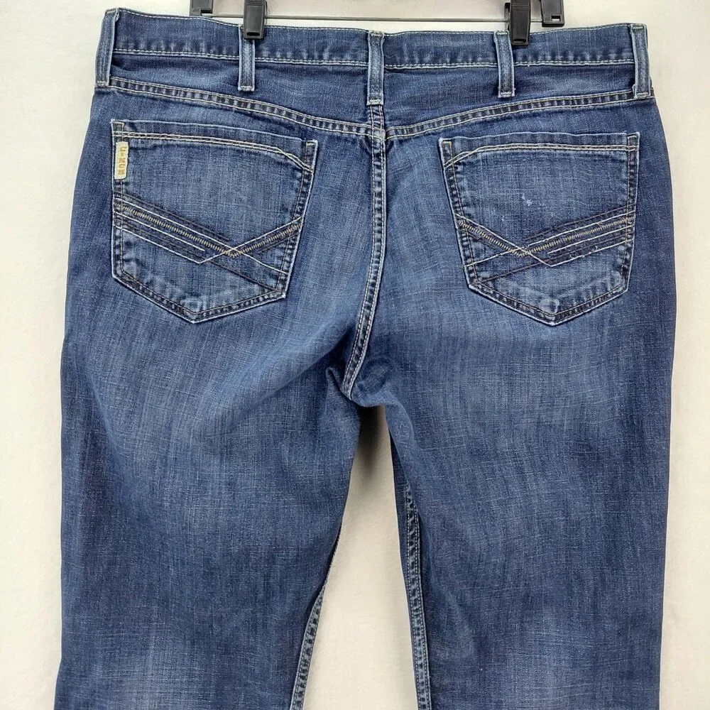 Cinch Ian Jeans Mens 38x34 White Label Blue Denim Straight Leg Distressed Grunge